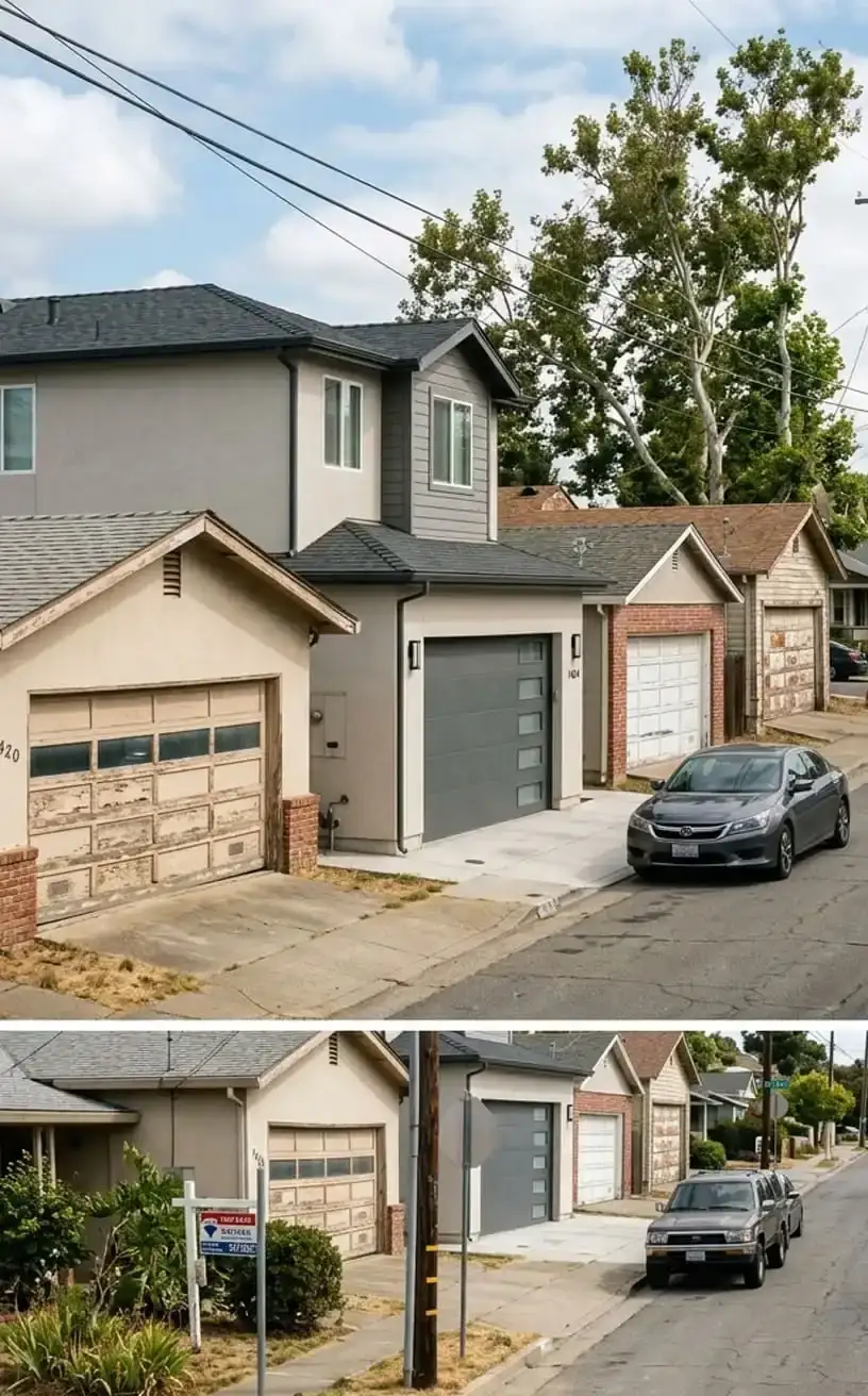 Garage door repair Antioch, TN — residential garage doors in a local neighborhood