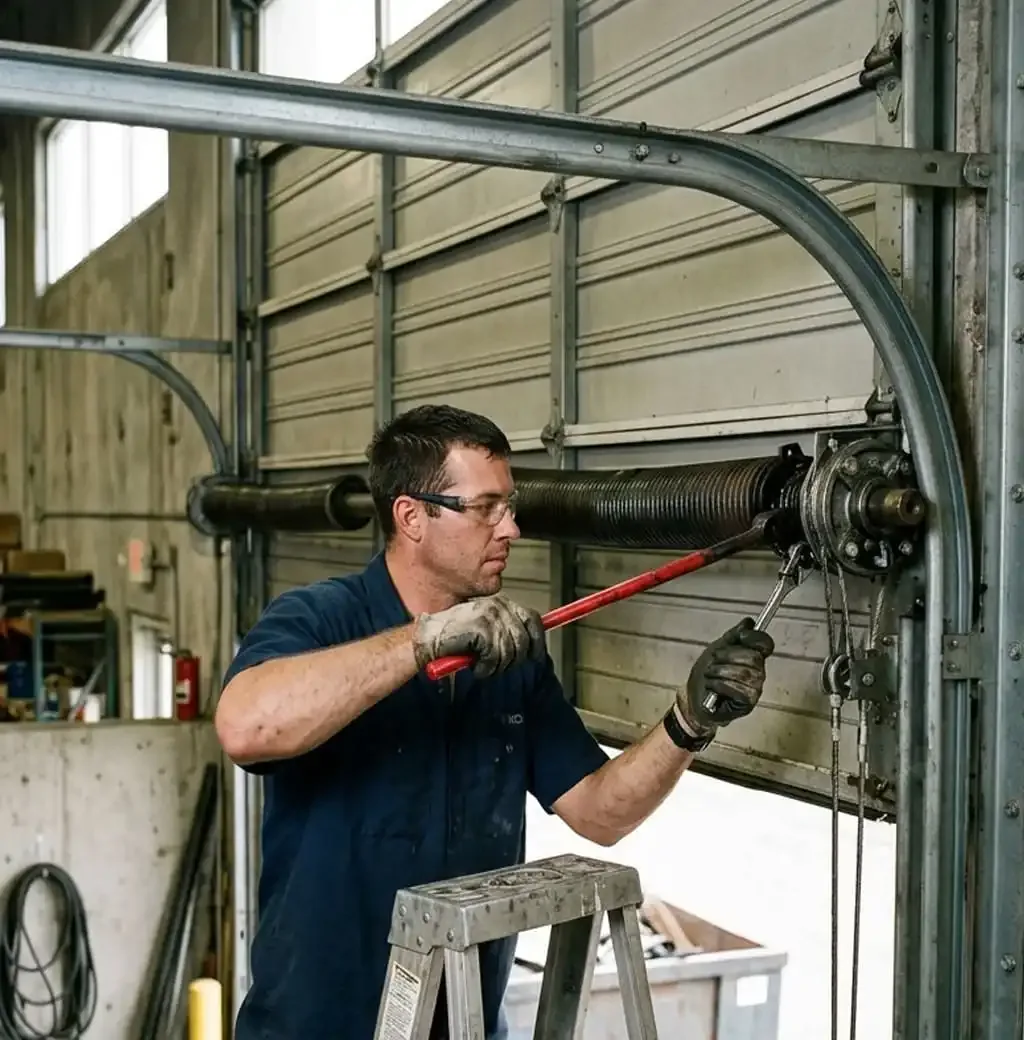 Commercial overhead door repair Nashville, TN — torsion spring and track hardware