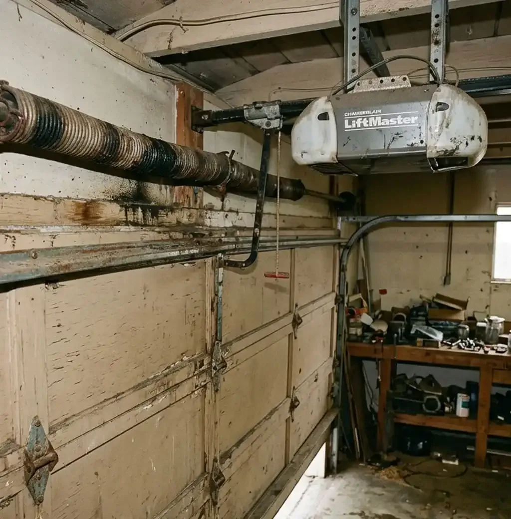 Garage door repair Antioch, TN — garage door showing common everyday wear