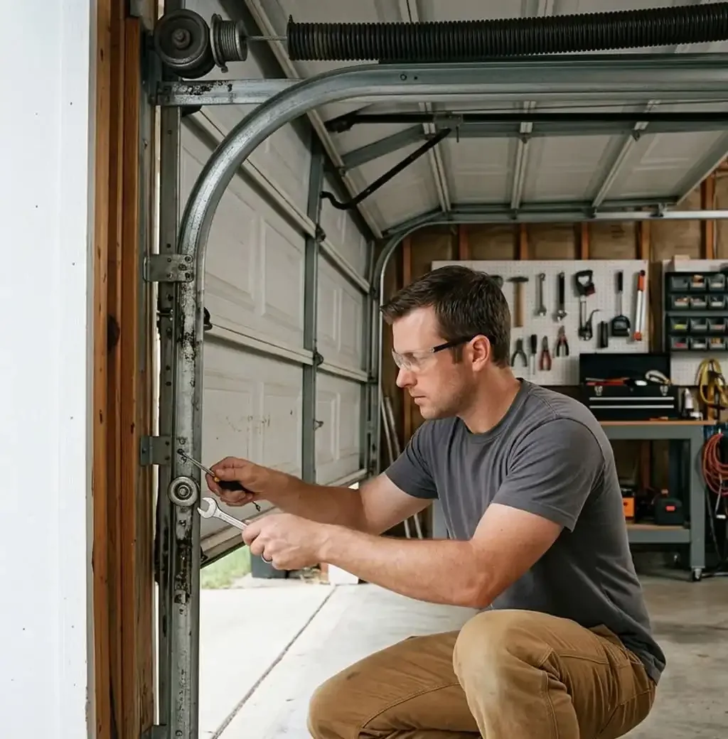 Garage door repair La Vergne, TN — worn garage door showing early signs of wear