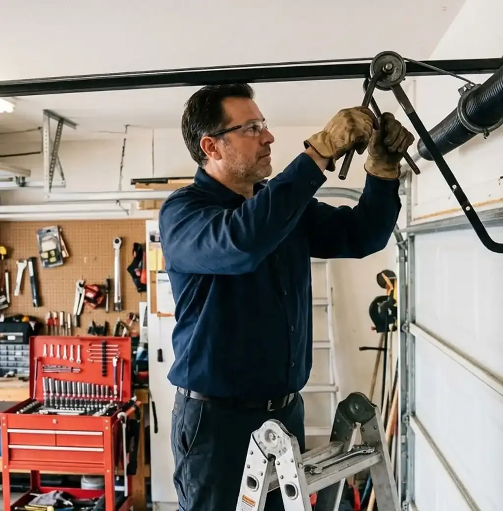 Technician responding to an emergency garage door repair call in Franklin, TN