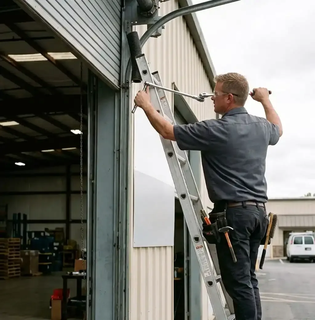Garage door installation Nashville, TN — older garage door showing signs of wear
