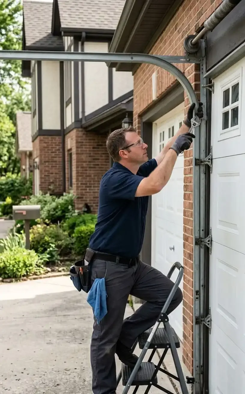 Garage door maintenance Franklin, TN — residential garage door being inspected