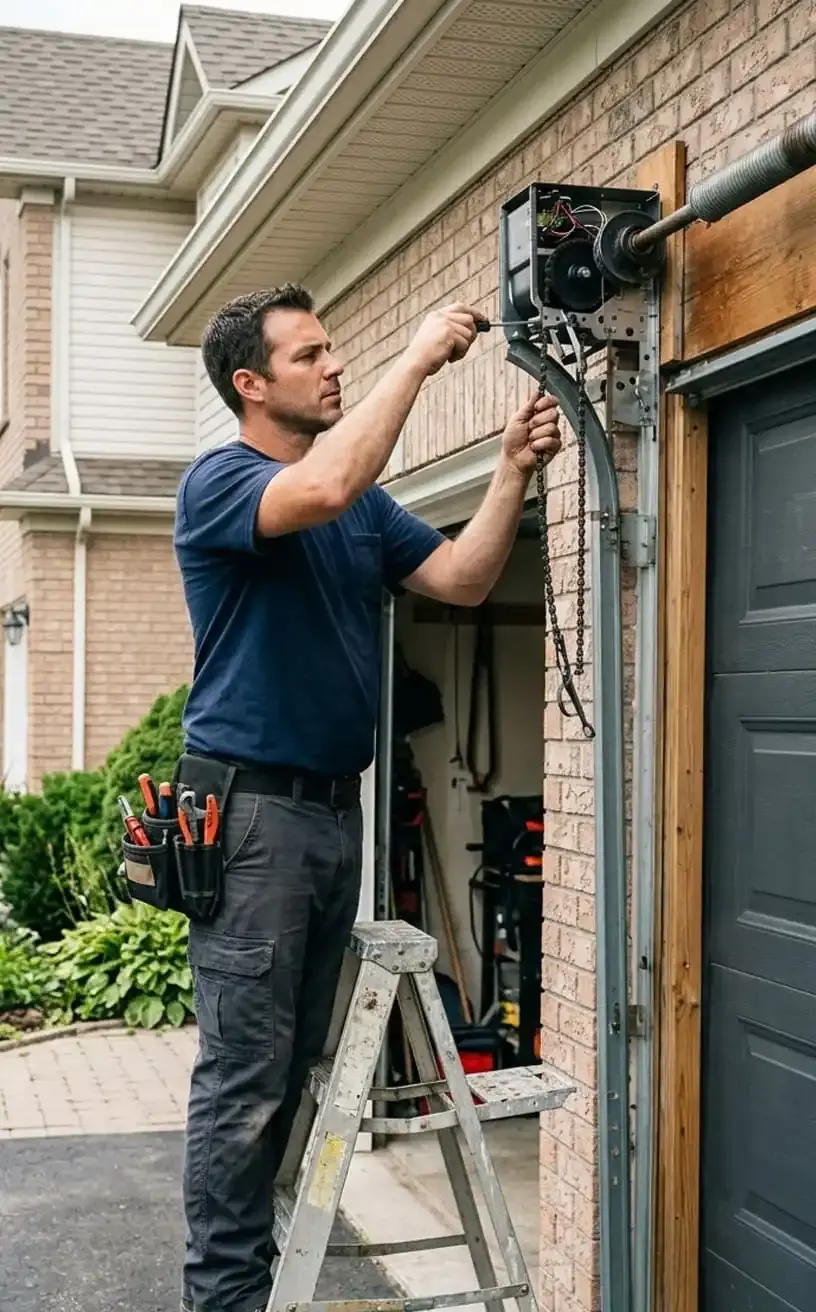 Car parked inside a home garage with an automatic opener system in Franklin, TN
