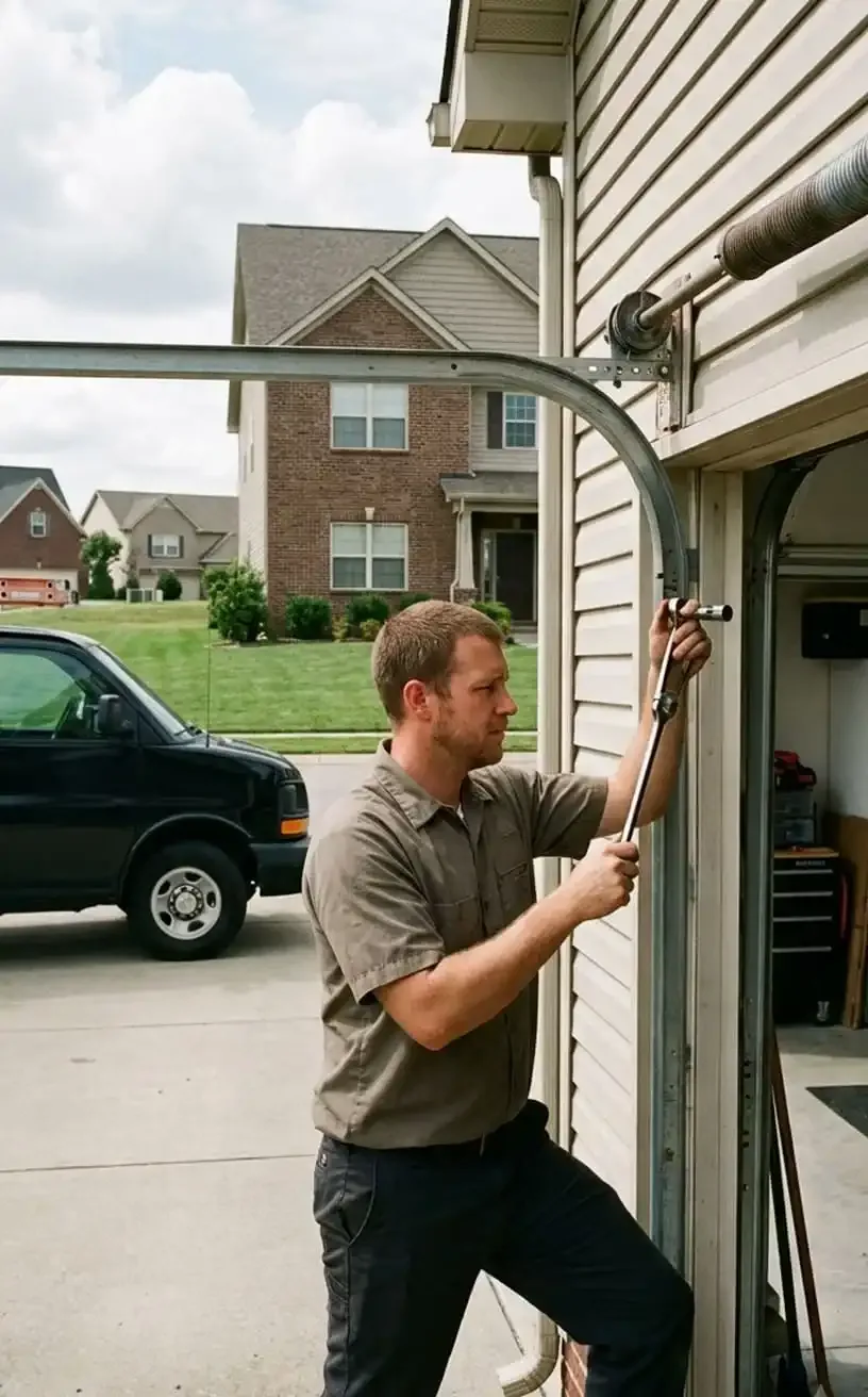 Closed residential garage door on a family home in Franklin, TN