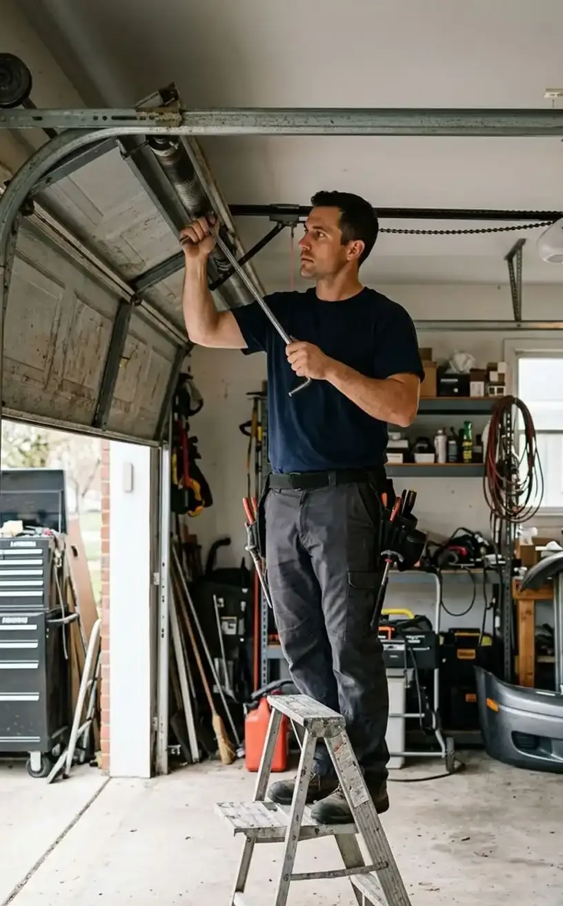 Technician arriving for same-day garage door repair at a Nashville, TN home