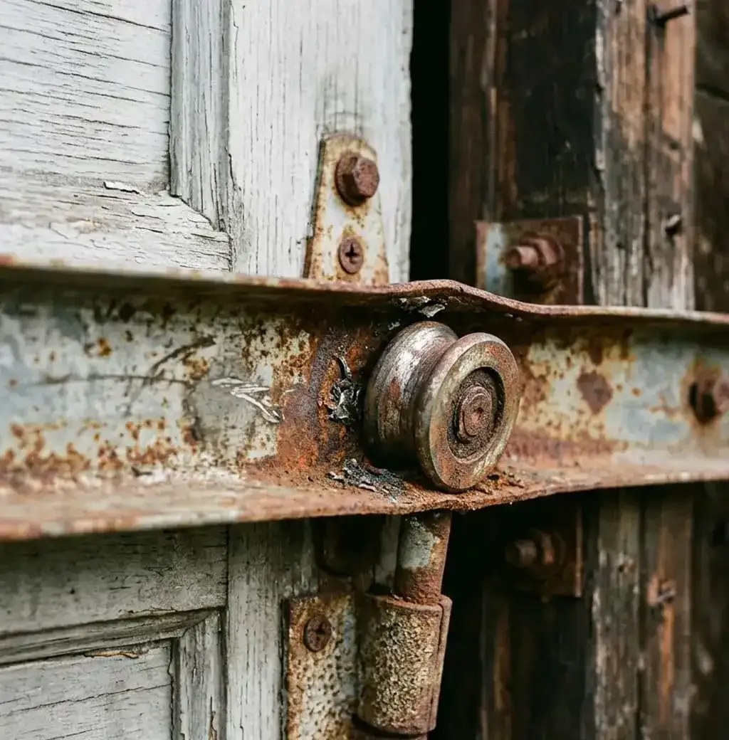 Broken garage door repair Murfreesboro, TN — worn and damaged garage door needing repair