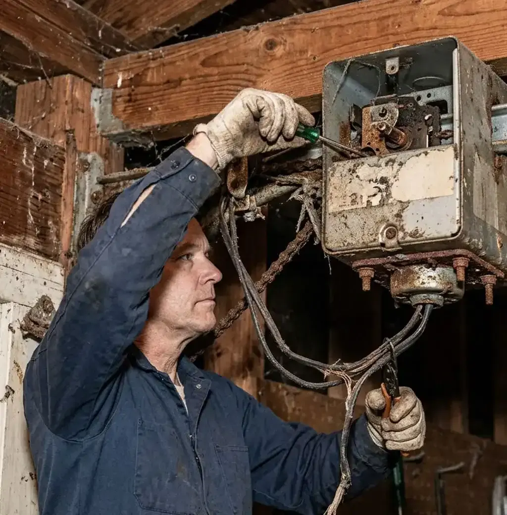 Garage door opener installation Murfreesboro, TN — garage door ready for a new opener upgrade